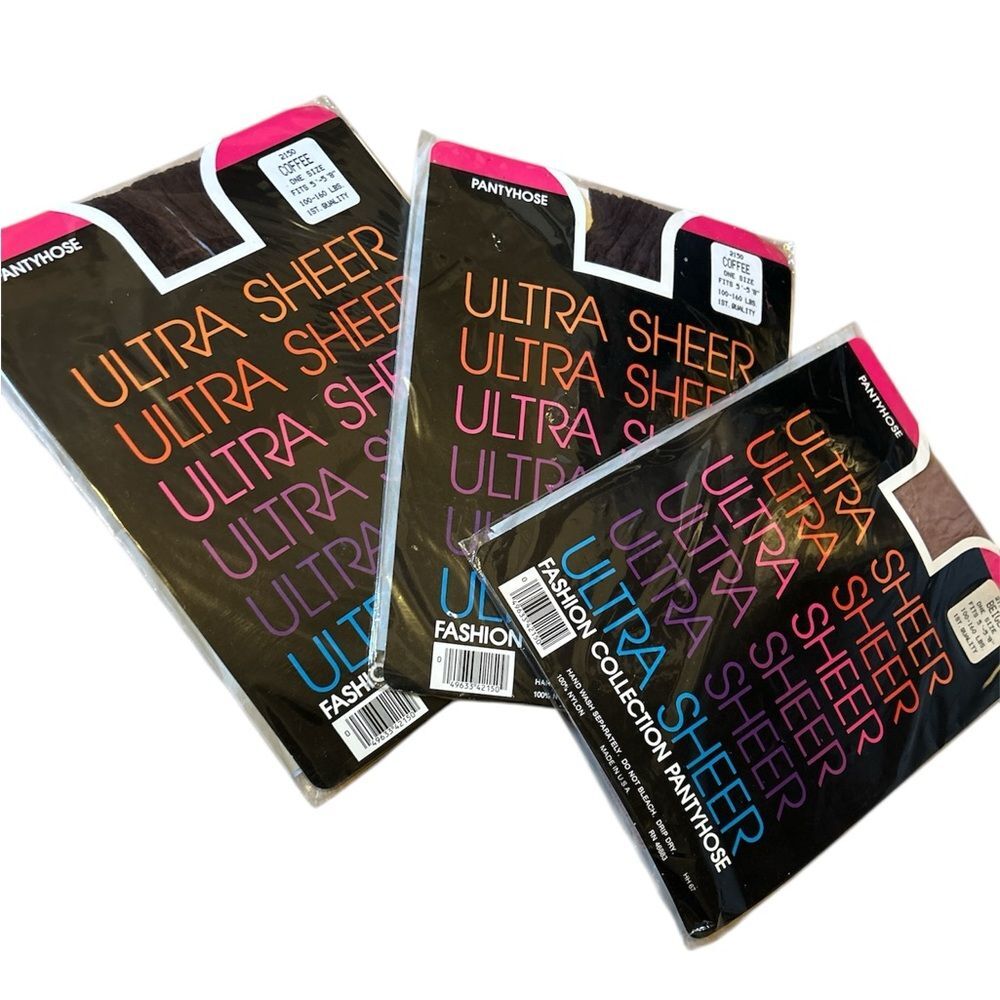 Bundle of 3 Vintage Ultra Sheer Women’s Pantyhose  Beige Coffee OS